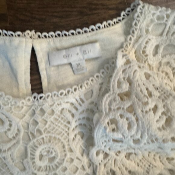 eri + ali ANTHROPOLOGIE lace T shirt top size XL Women's - Picture 5 of 5